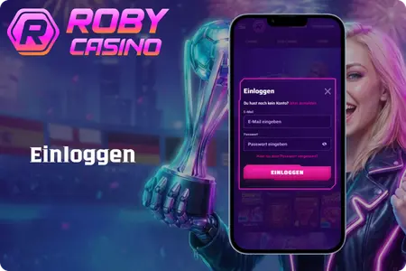 Login Roby Casino auf dem Smartphone